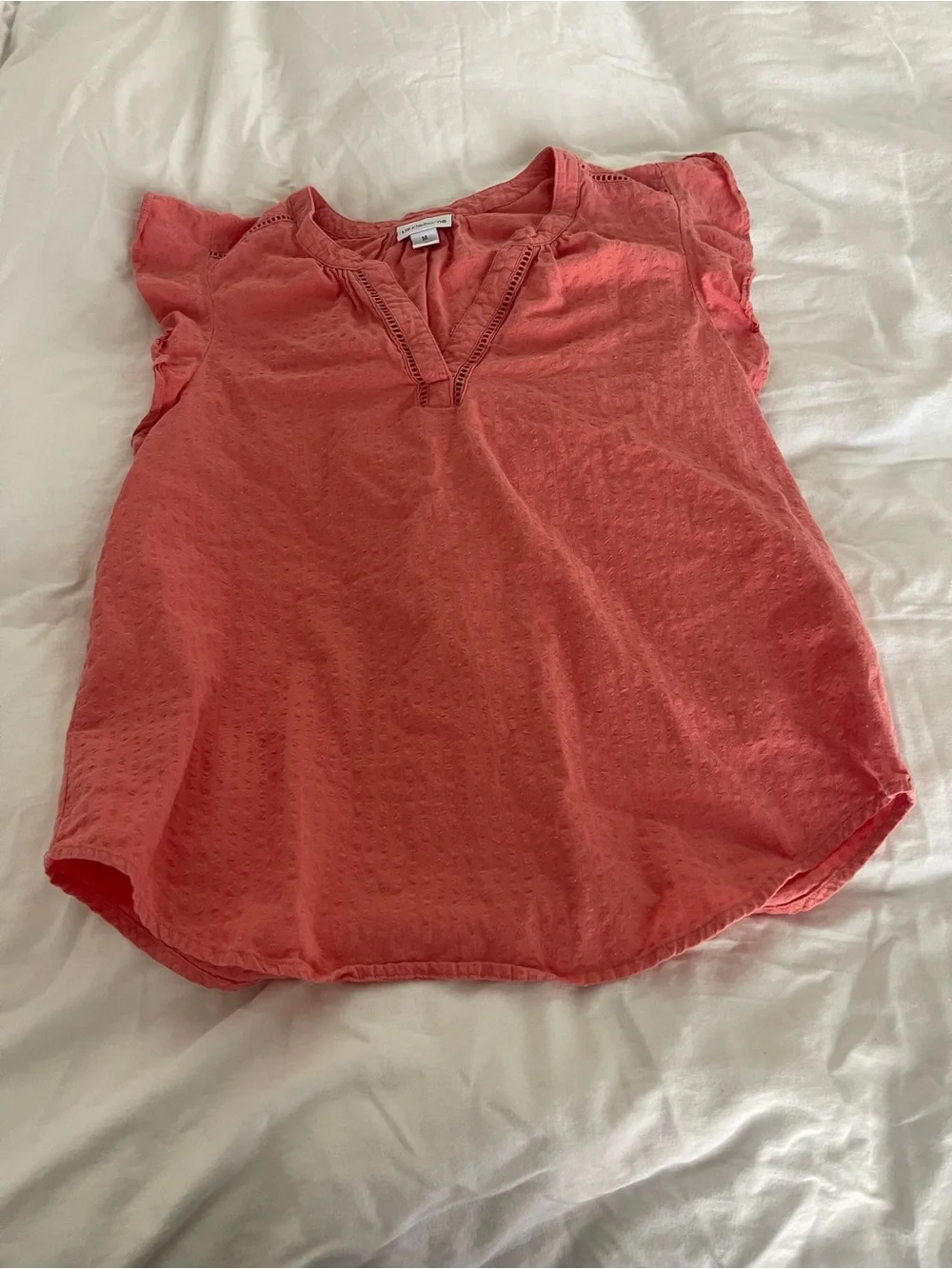 Liz Claiborne Coral Flutter Sleeve V-Neck Top